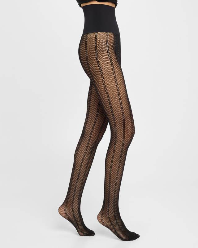 Herringbone Net Microfiber Tights
